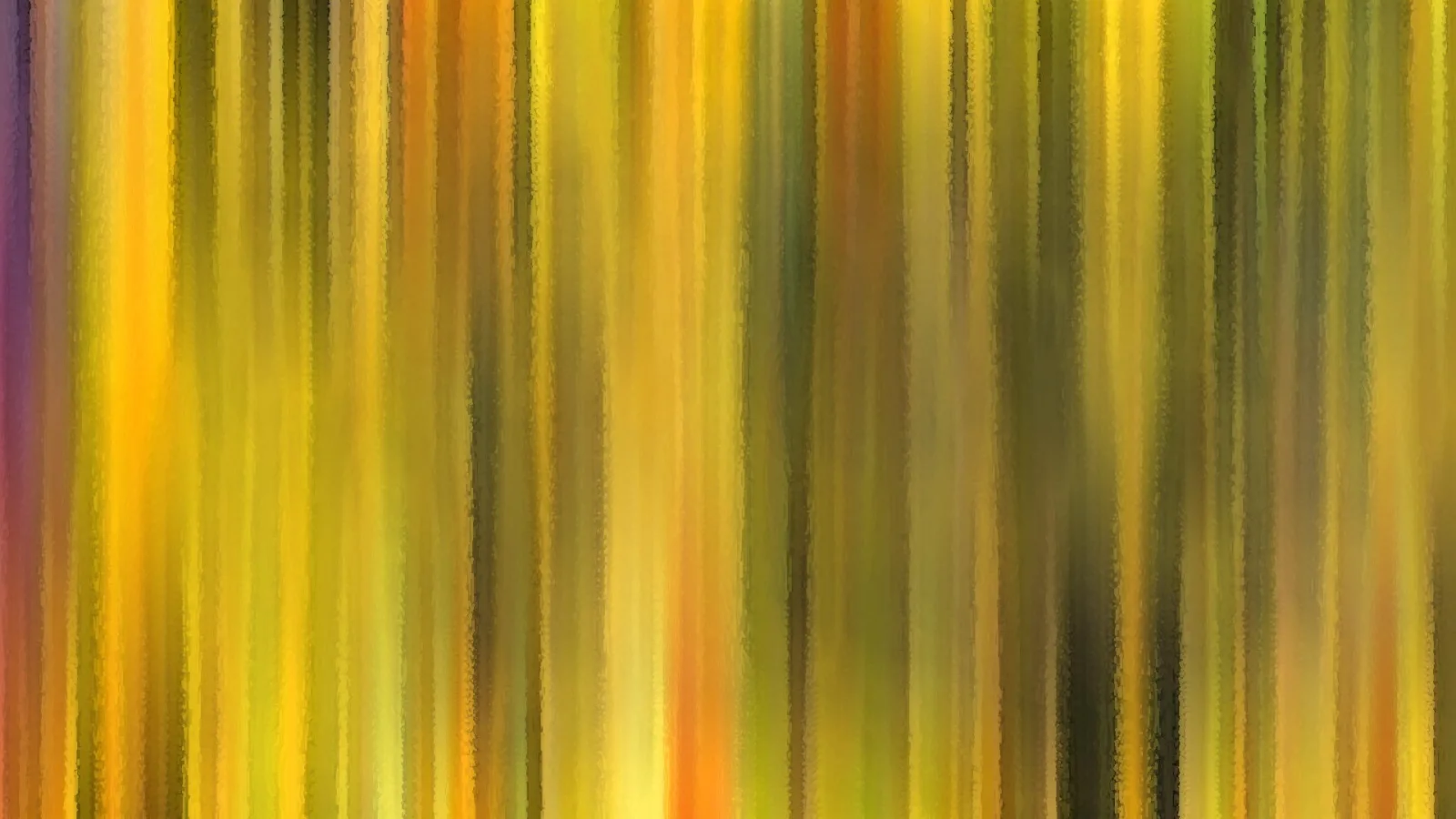 Abstraktes Bild aus senkrechten, verwischten Streifen in Gelb, Orange, Olivgrün und Dunkelbraun, am unteren Rand heller leuchtend.