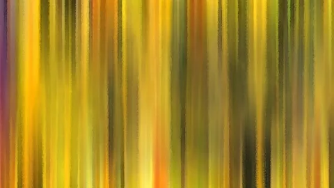 Abstraktes Bild aus senkrechten, verwischten Streifen in Gelb, Orange, Olivgrün und Dunkelbraun, am unteren Rand heller leuchtend.