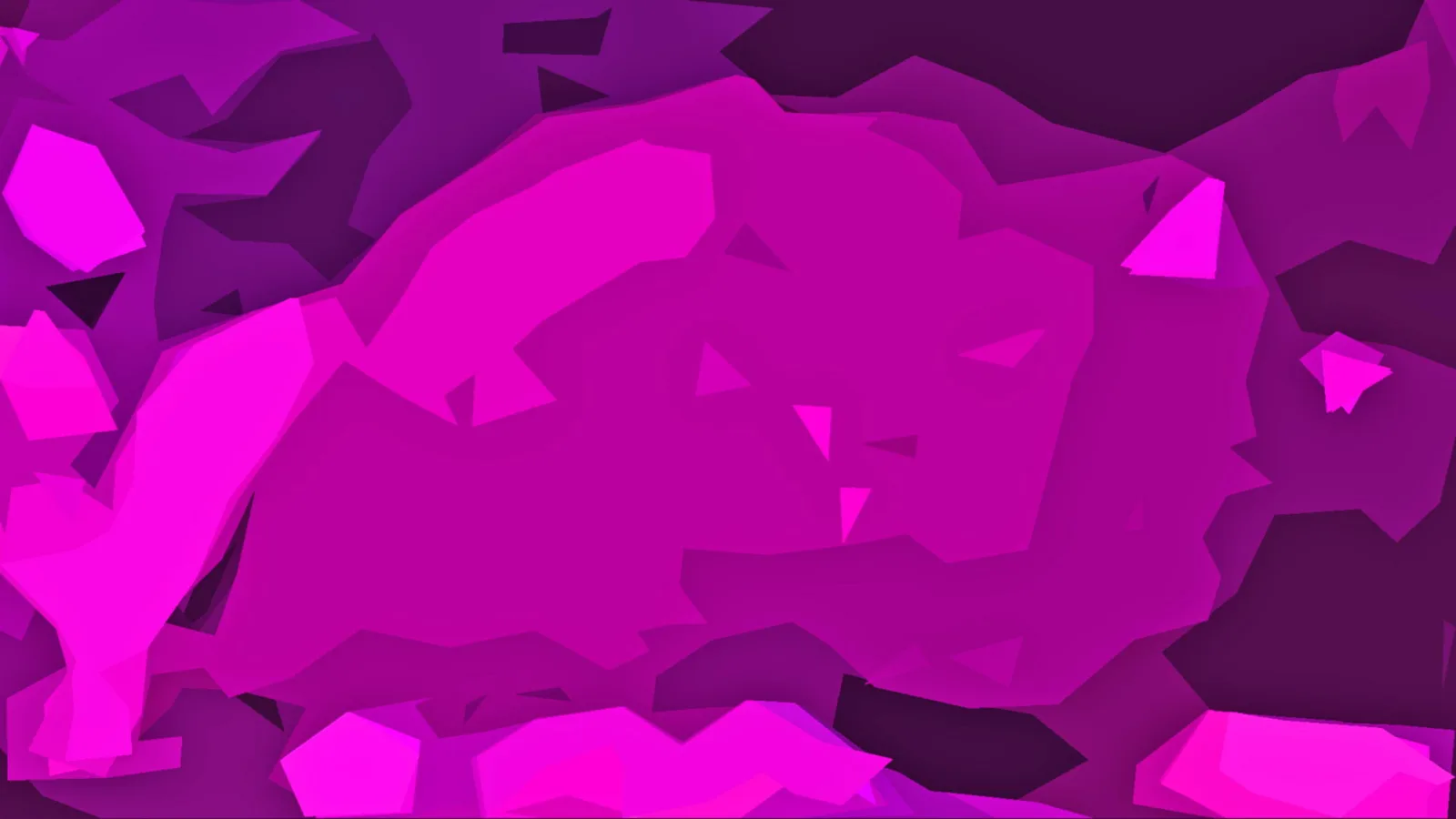 Abstrakte Komposition aus magentafarbenen und violetten Polygonen in unterschiedlichen Helligkeitsstufen, mit dunklen Flächen am oberen und rechten Rand.