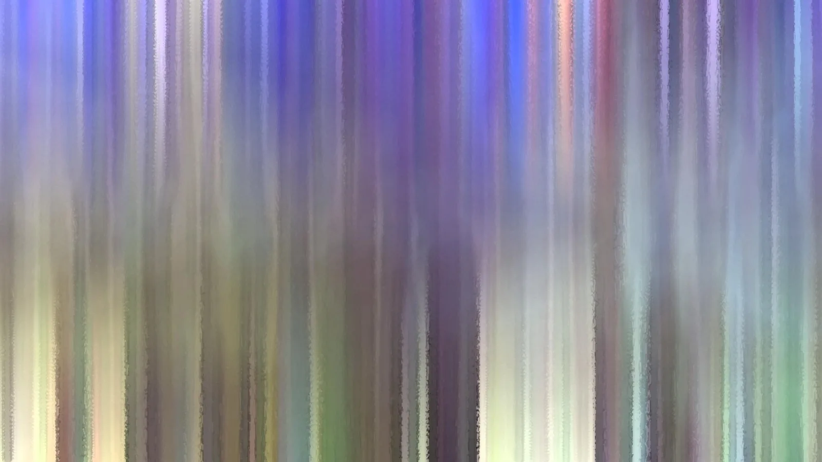 Abstraktes Bild aus senkrechten, verwischten Streifen in Lila, Blau, Grau und Gelbgrün.