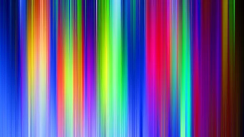 Vertikale, unscharf auslaufende Streifen in Blau, Gelb, Grün, Rot und Violett auf dunklem Grund