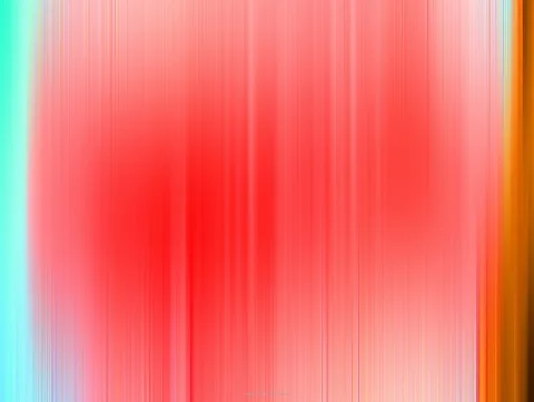 Abstrakte Komposition aus vertikalen, verwischten Streifen in Rot, Rosa, Türkis und Orange, mit einem intensiven roten Zentrum.