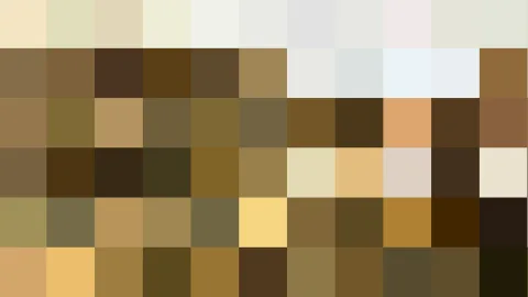 Mosaik aus quadratischen Farbfeldern in Beige, Braun, Ocker und Cremeweiß, in Reihen angeordnet