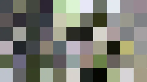 Raster aus kleinen Farbquadraten in Grau-, Oliv- und Pastelltönen