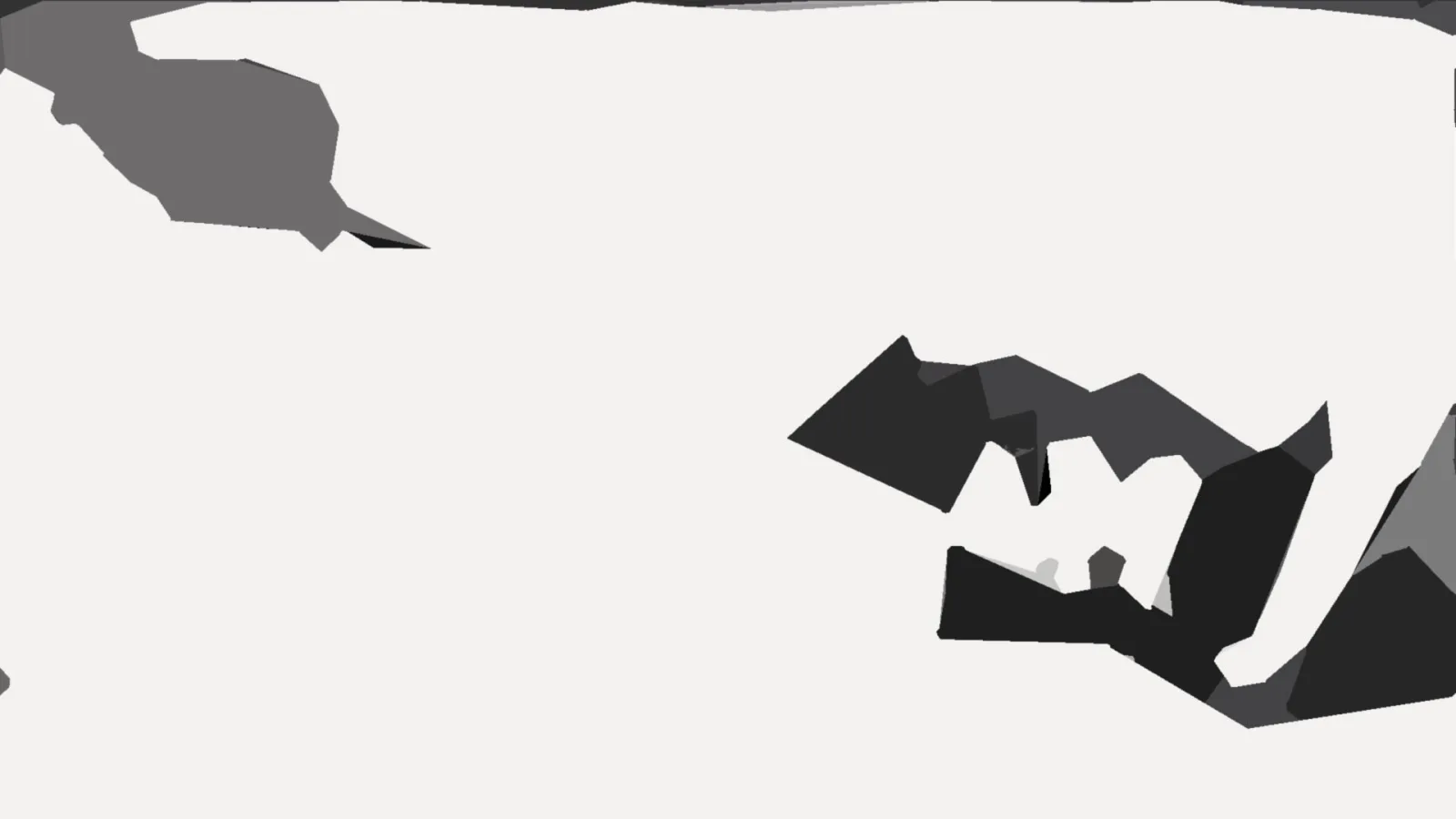 Abstrakte graue und schwarze Polygonformen auf hellem, weißem Hintergrund.