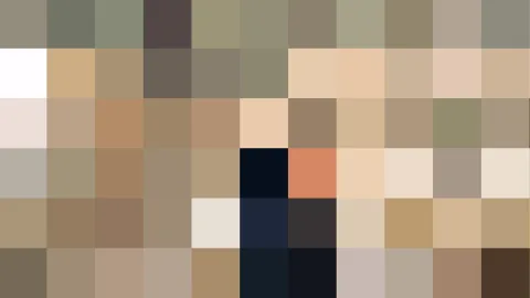 Quadratisches Pixelraster in Erd- und Hauttönen, von Beige über Braun bis zu einzelnen dunklen und orangefarbenen Feldern.