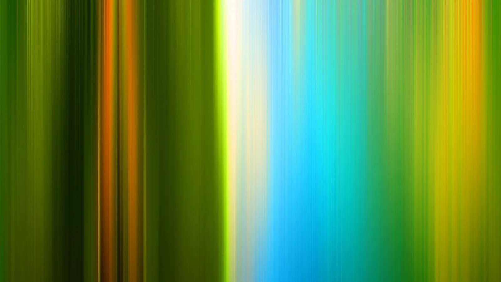 Abstrakte vertikale Farbstreifen in Grün, Gelb, Orange und Hellblau, die von oben nach unten verlaufen und zur Mitte hin in einen hellen Lichtstreifen übergehen.