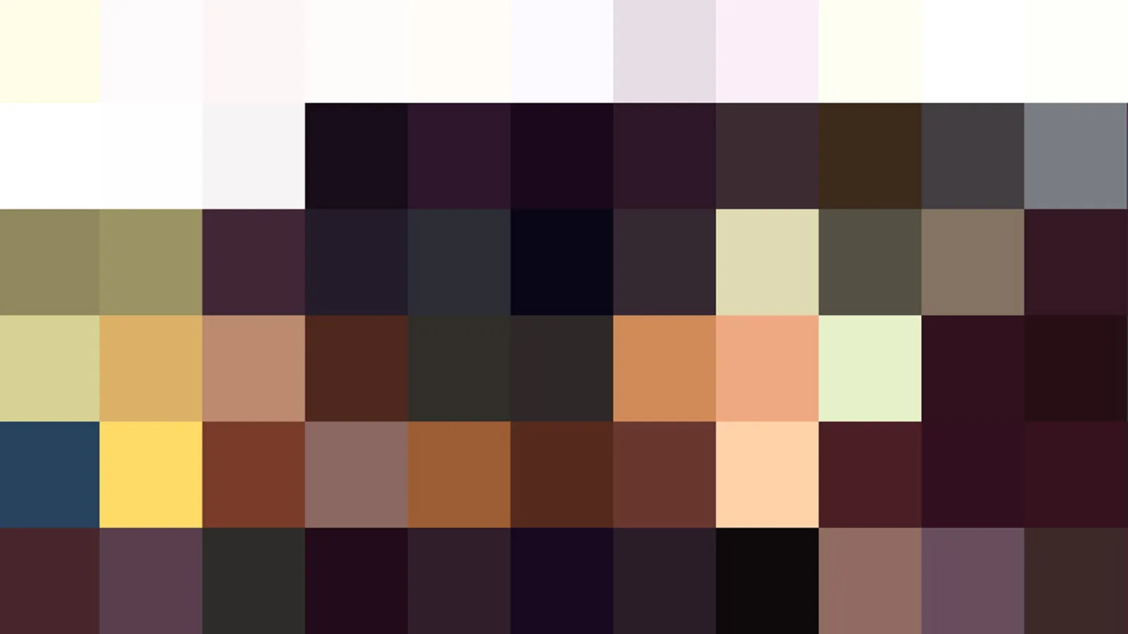 Raster aus quadratischen Farbfeldern in Creme, Violett, Ocker, Braun und Schwarz.