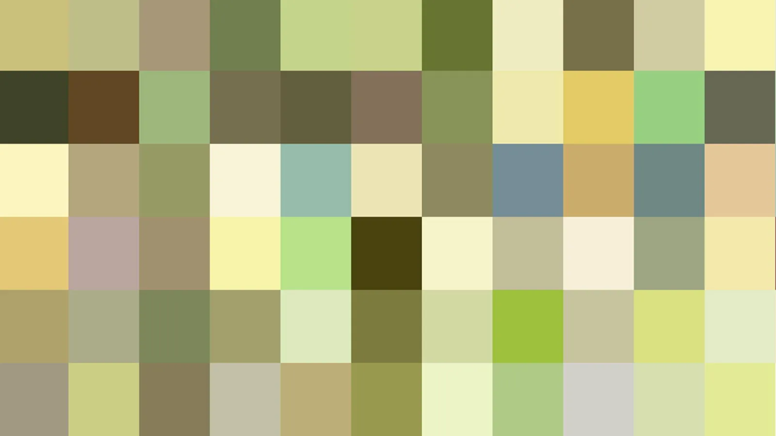 Raster aus kleinen Farbquadraten in Oliv, Grün, Gelb und Beige.