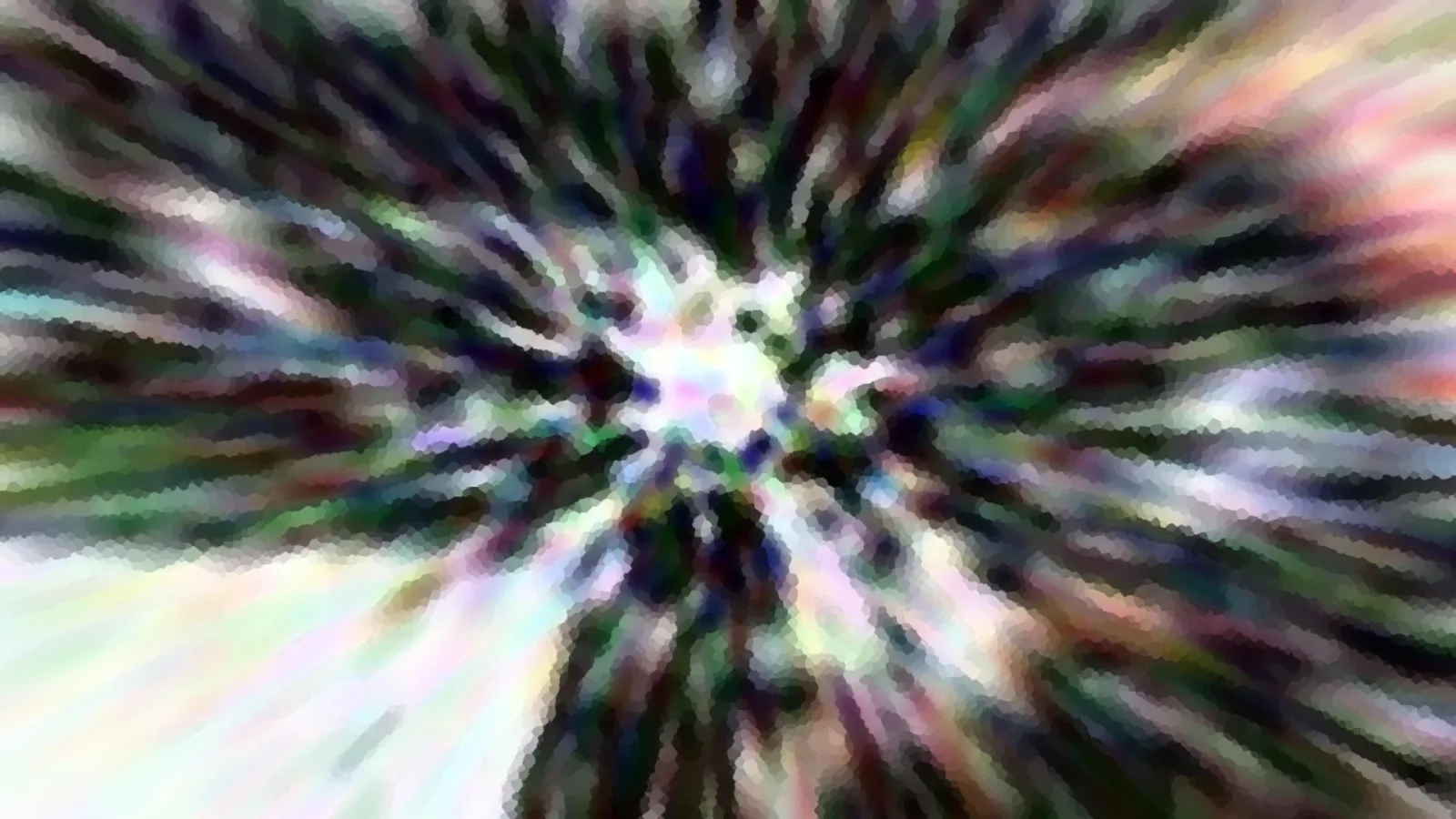 Abstraktes Bild mit farbigen Streifen, die vom hellen Zentrum radial nach außen laufen.