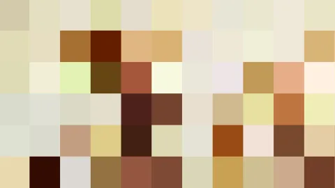 Abstraktes Mosaik aus grob verpixelten Blöcken in Beige-, Creme- und Brauntönen.