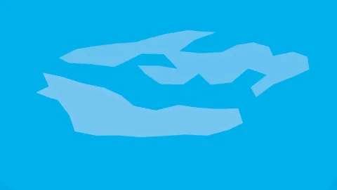 Zwei hellblaue, kantige Formen auf einem kräftigen blauen Hintergrund, eine oben und eine unten.