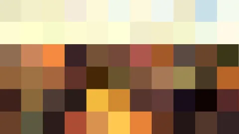 Raster aus kleinen farbigen Quadraten, oben helles Creme, darunter Braun, Orange, Gelb und fast Schwarz