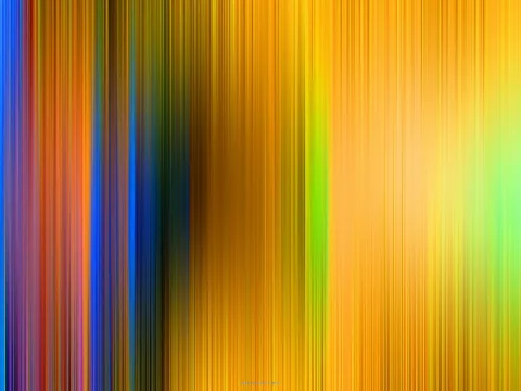 Abstrakte Komposition aus dicht nebeneinanderstehenden, vertikal verwischten Streifen in Blau, Violett, Orange, Gelb und Grün, die von links nach rechts ineinander übergehen.