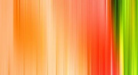 Abstrakte vertikale Streifen fließen von Orange über Creme und Rot bis zu Grün, die Linien sind bewegungsunscharf verwischt.