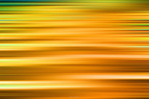 Abstrakte horizontale Streifen in Orange, Gelb und Gold mit einzelnen grünen und blauen Linien, weich verwischt.
