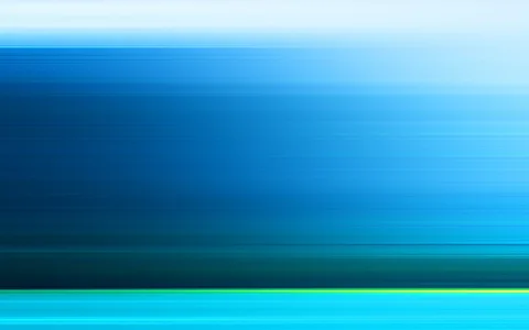 Horizontal verwischte Streifen in Blau- und Türkistönen, oben hell, zur Mitte dunkler, unten ein leuchtend grüner Streifen.