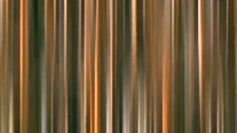 Abstrakte Komposition aus vertikalen, weich verlaufenden Streifen in Grün, Braun, Orange und Creme.