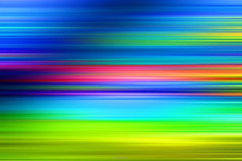 Horizontal verlaufende, verwischte Streifen in Blau, Grün, Gelb, Rot und Violett, die ein abstraktes Farbmuster ergeben.