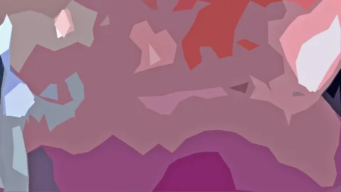Abstrakte Komposition aus kantigen Flächen in Rosa, Violett und Rot, mit hellen Akzenten links und rechts oben.