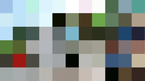 Raster aus quadratischen Farbfeldern in Pastellblau, Weiß, Grün, Grau und Braun, dazwischen einzelne schwarze Felder.