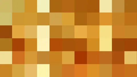 Abstraktes Mosaik aus quadratischen Farbfeldern in Gelb, Gold, Orange und Braun, in unregelmäßiger Anordnung.