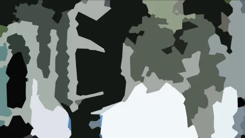 Abstraktes Muster aus grauen, schwarzen und weißen Flächen mit einzelnen blauen und grünen Akzenten.