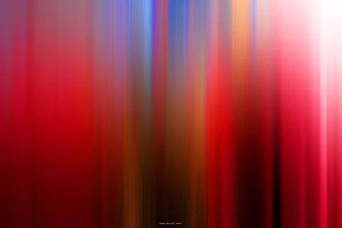 Abstrakte vertikale Schlieren in Rot, Blau, Orange und Weiß, die von oben nach unten verlaufen und zur Mitte dunkler werden.