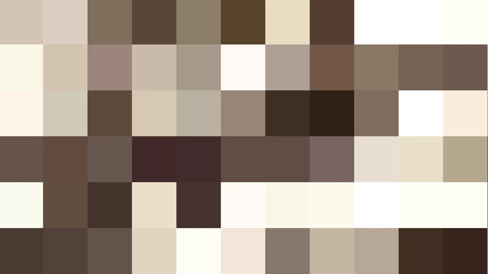 Mosaik aus quadratischen Pixelblöcken in Braun-, Beige- und Weißtönen, gleichmäßig über die Fläche verteilt.