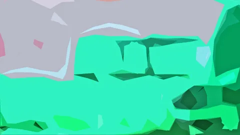 Abstrakte Komposition aus mintgrünen, dunkelgrünen und grauen polygonalen Flächen mit hellblauen Akzenten