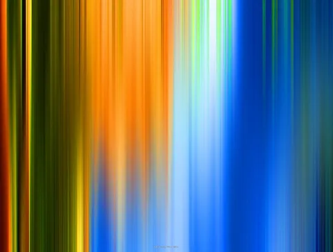 Abstraktes Bild aus vertikalen Streifen in Orange, Gelb, Grün und Blau, die von links nach rechts ineinander übergehen.