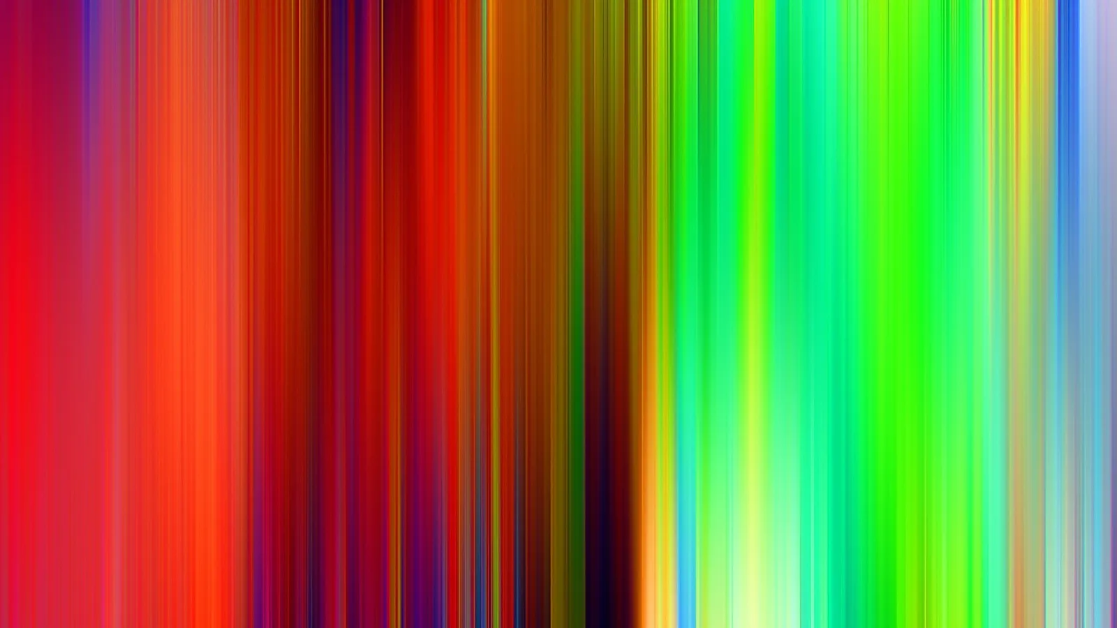 Vertikale, verwischte Streifen in Rot, Orange, Grün und Blau nebeneinander.