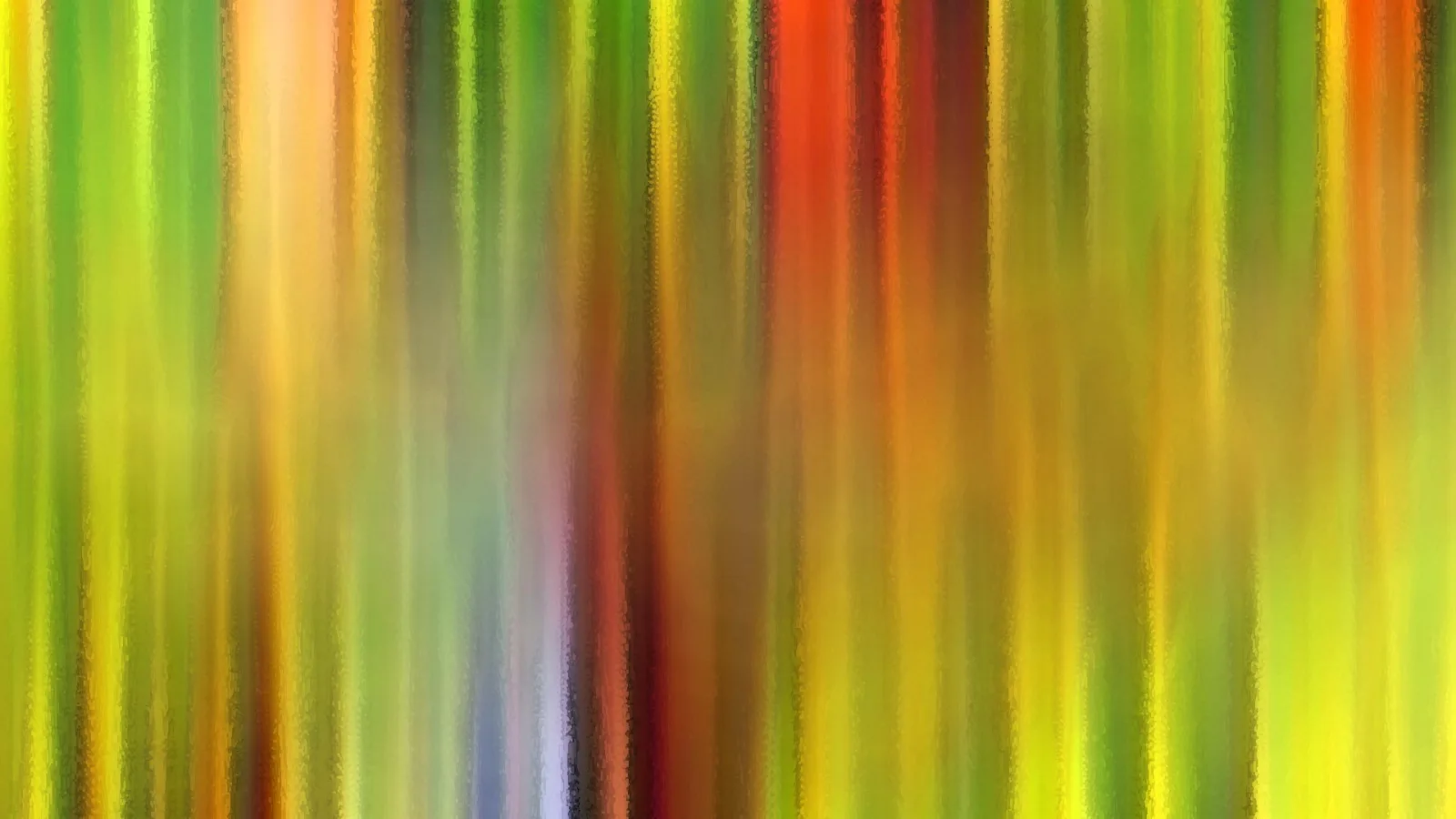 Abstraktes Bild aus vertikalen, verwischten Farbstreifen in Gelb, Grün, Orange und Rot, dazwischen einzelne graue und violette Töne.