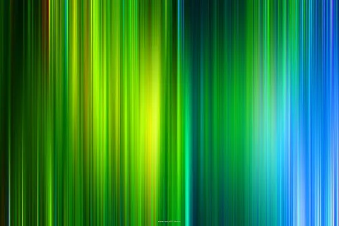 Abstrakter Hintergrund aus vertikalen, unscharfen Streifen in Grün, Gelb und Blau, nach rechts hin heller werdend.