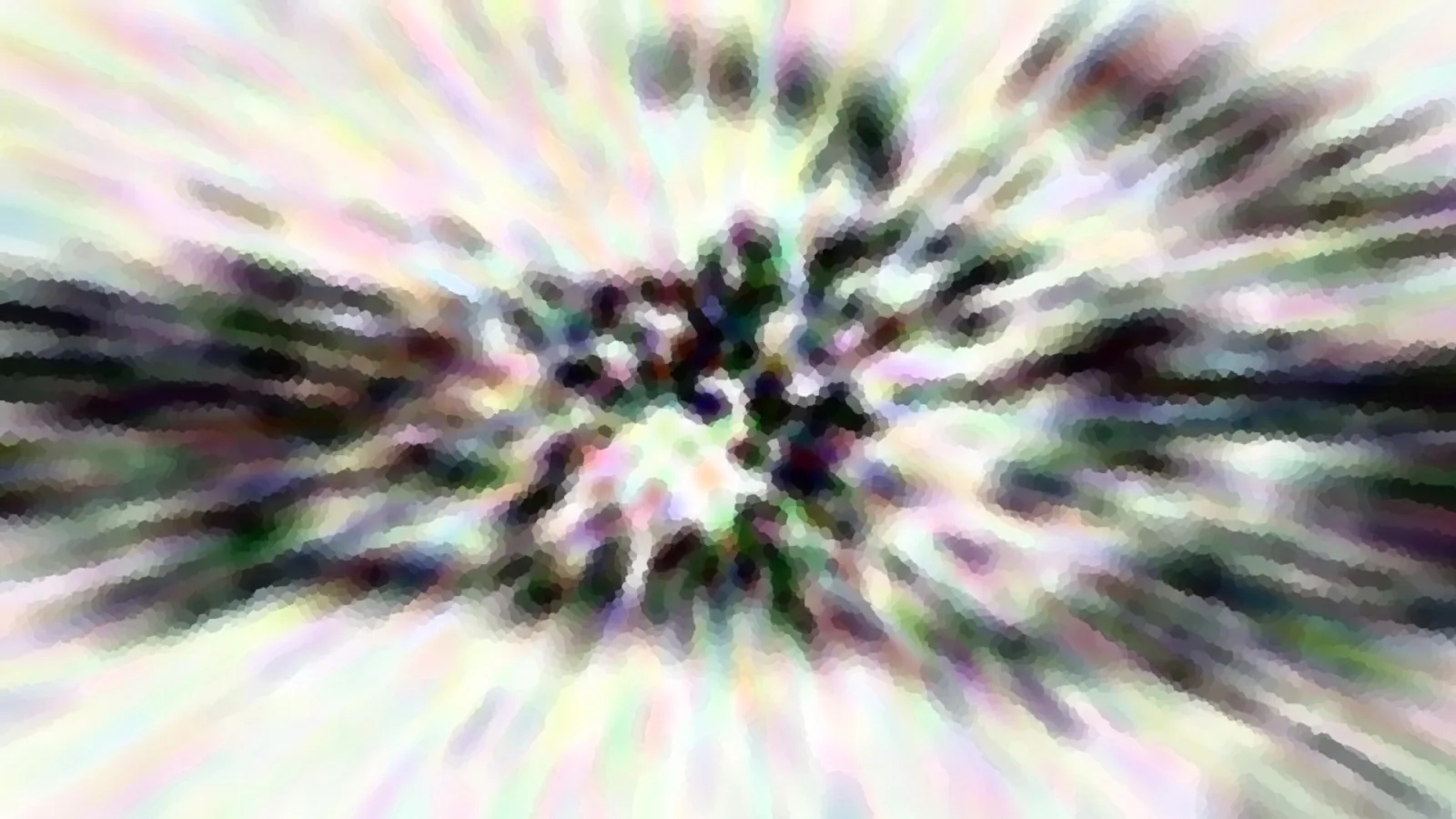 Abstraktes Bild mit pastellfarbenen, radialen Streifen, die von einem dunklen, fleckigen Zentrum nach außen laufen.