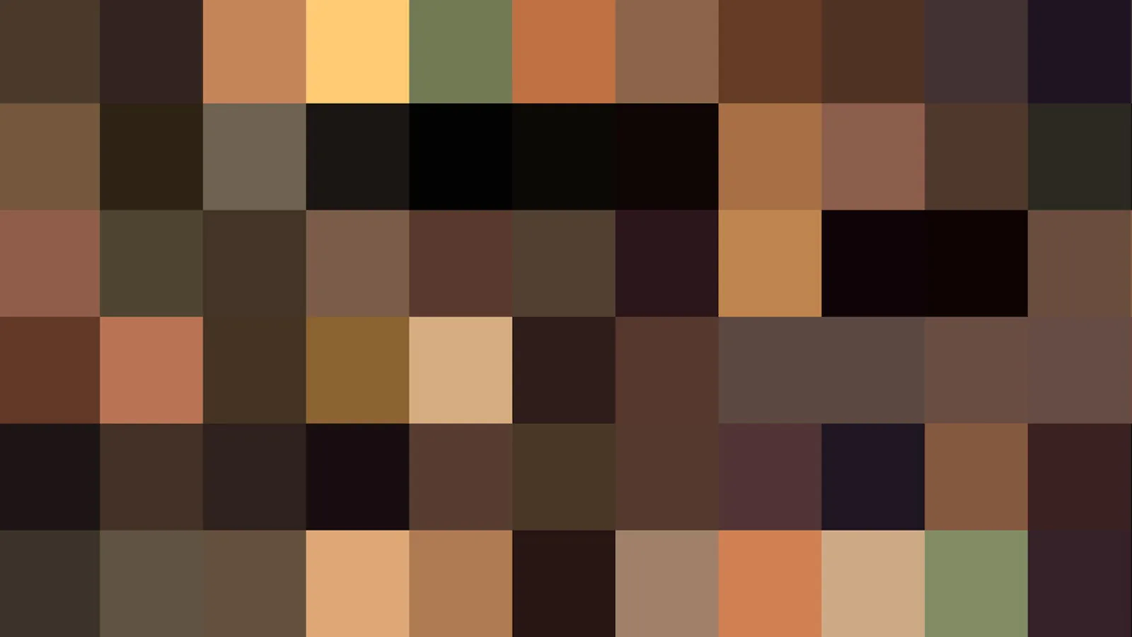 Abstraktes Pixelmosaik aus braunen, beigen und dunkelroten Quadraten in gleichmäßigem Raster.