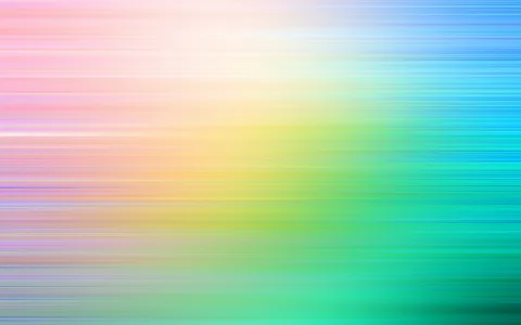Horizontal verwischte Lichtstreifen mit Farbverlauf von Rosa über Gelb und Grün bis Blau.