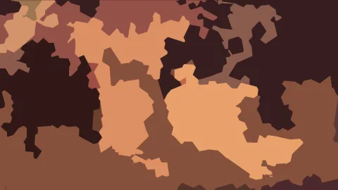 Abstrakte Komposition aus braunen, ockerfarbenen und rötlichen organischen Flächen.