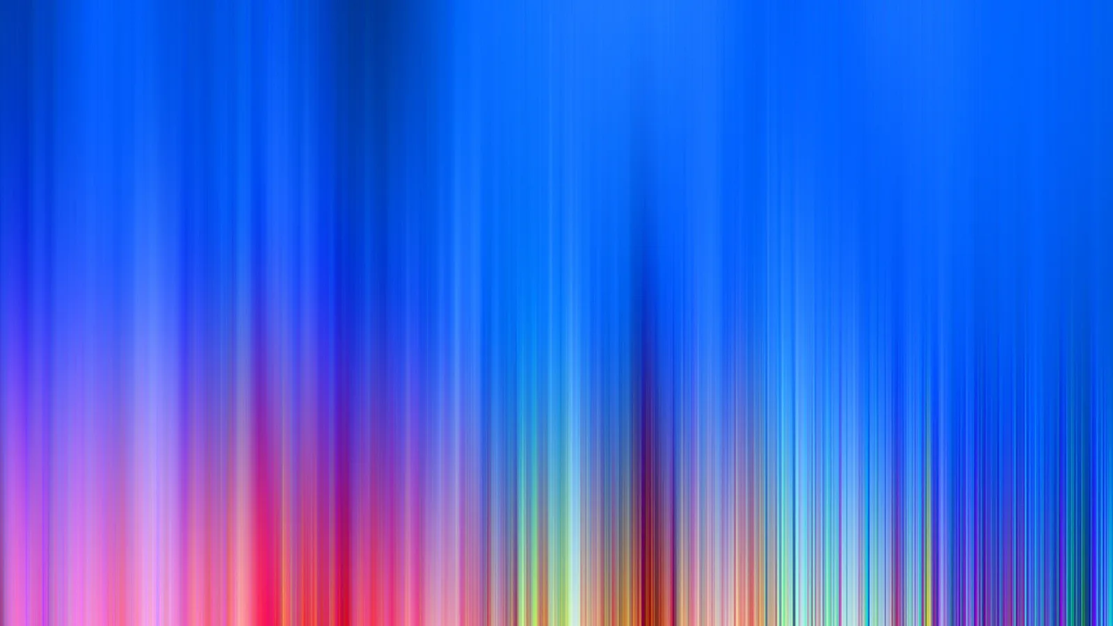 Abstrakte vertikale Streifen in Blau, Violett, Rot und Gelb, die von oben nach unten verlaufen und unten in Regenbogenfarben übergehen.