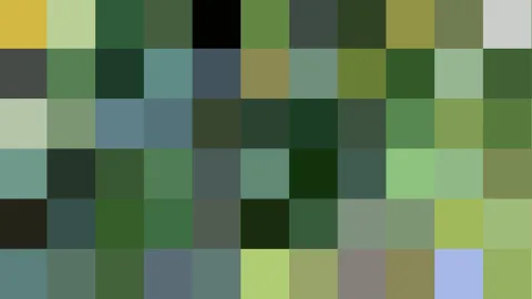 Raster aus farbigen Quadraten in Grün-, Gelb-, Schwarz- und Blautönen.