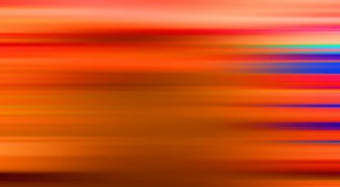 Abstraktes Bild aus horizontalen, verwischten Streifen in Orange, Rot und Violett, rechts treten Blau und Türkis hervor.