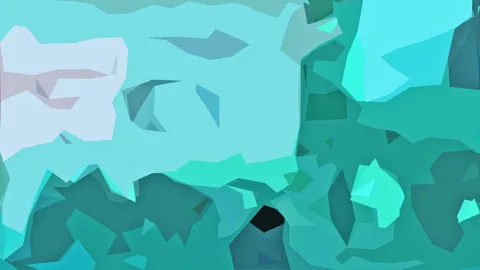 Abstrakte Komposition aus türkisfarbenen, mintgrünen und hellblauen Polygonflächen.