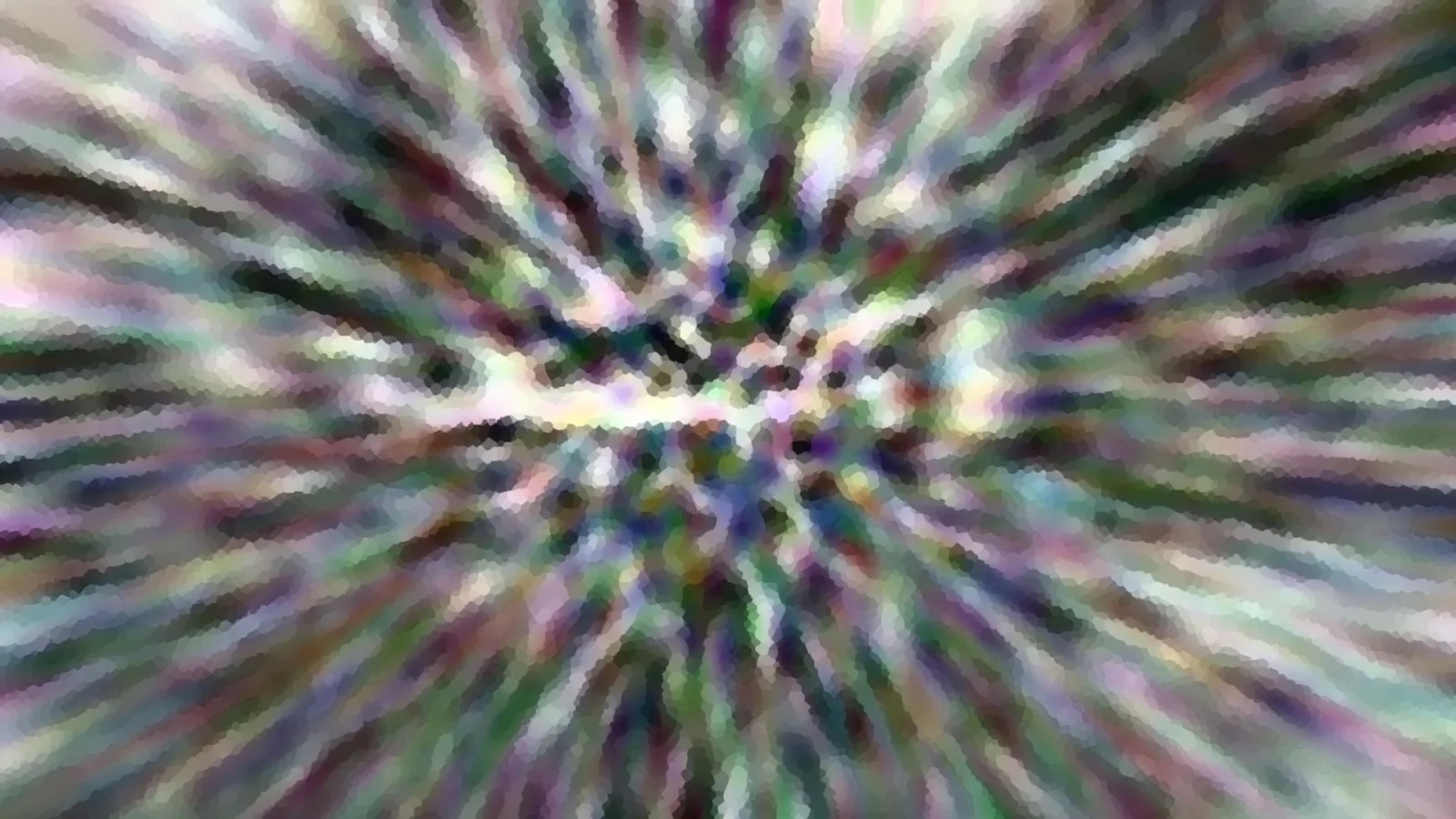 Abstrakte Komposition aus bunten, unscharfen Streifen, die vom Bildmittelpunkt radial nach außen laufen.