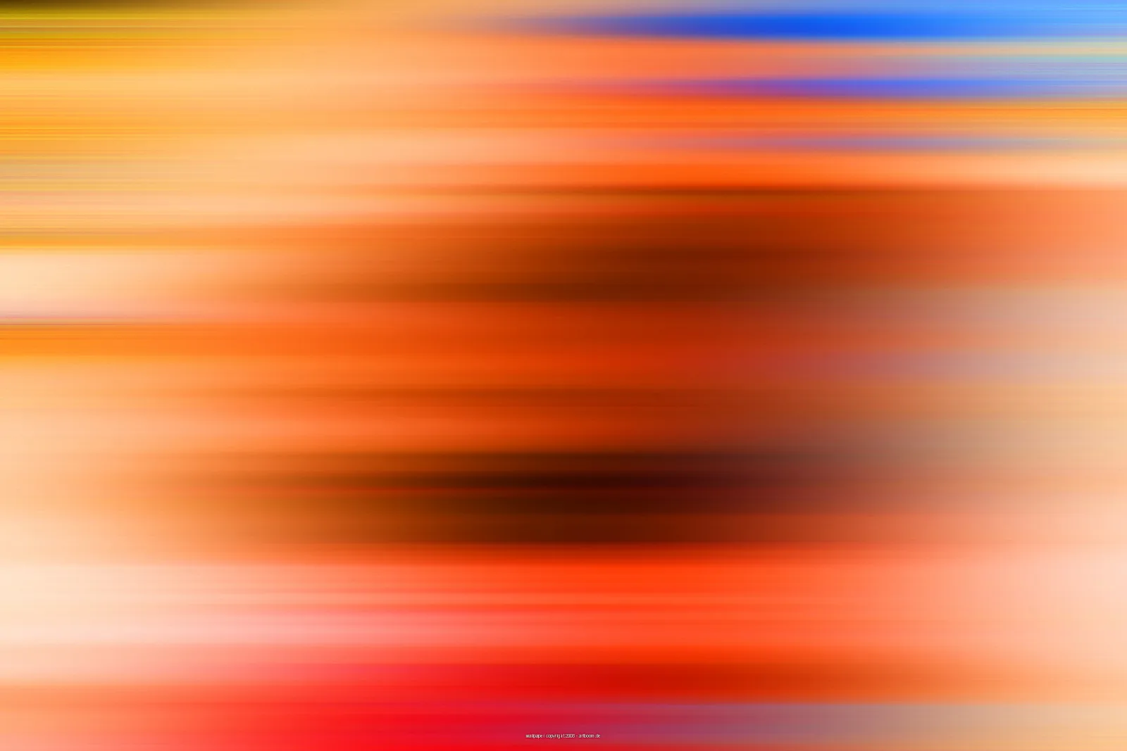 Abstrakte horizontale Bewegungsunschärfe in Orange, Rot, Gelb und Blau mit dunklen Streifen in der Bildmitte