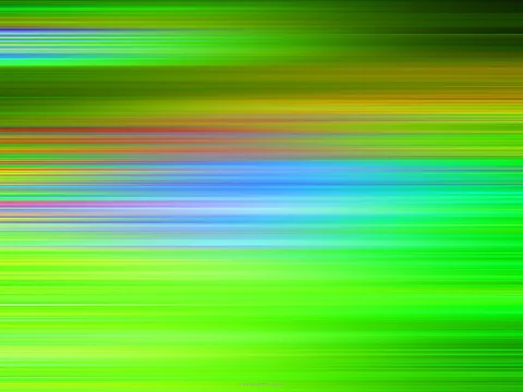 Abstrakte horizontale Streifen in Grün, Gelb, Rot und Blau, die wie verwischte Bewegungsspuren über die gesamte Fläche laufen.