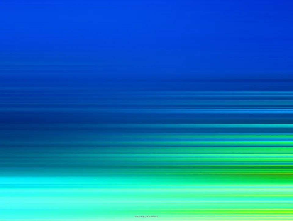 Abstrakte horizontale Streifen, oben tiefblau, unten in Türkis und Grün verlaufend, mit verwischten Linien.