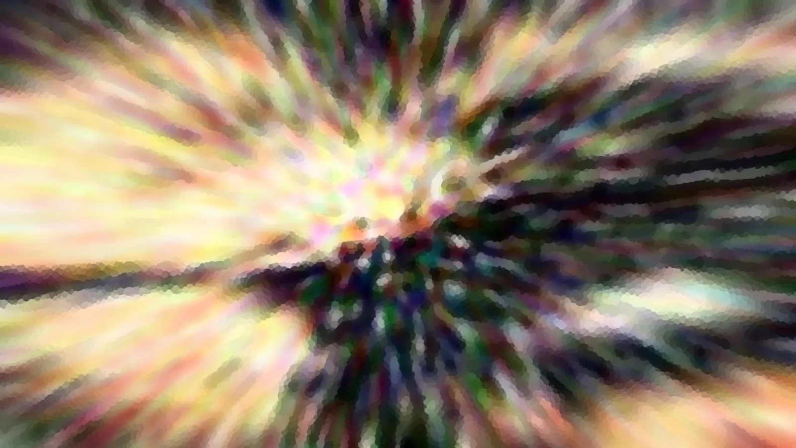 Abstraktes Bild mit farbigen Schlieren, die von einem hellen Zentrum nach außen laufen.