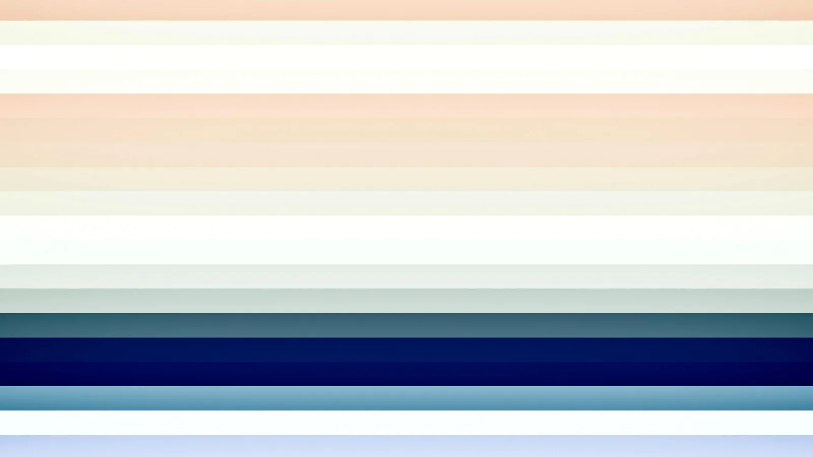 Horizontale Streifen mit Farbverläufen von Pfirsich über Creme und Weiß bis zu Marineblau und Hellblau.