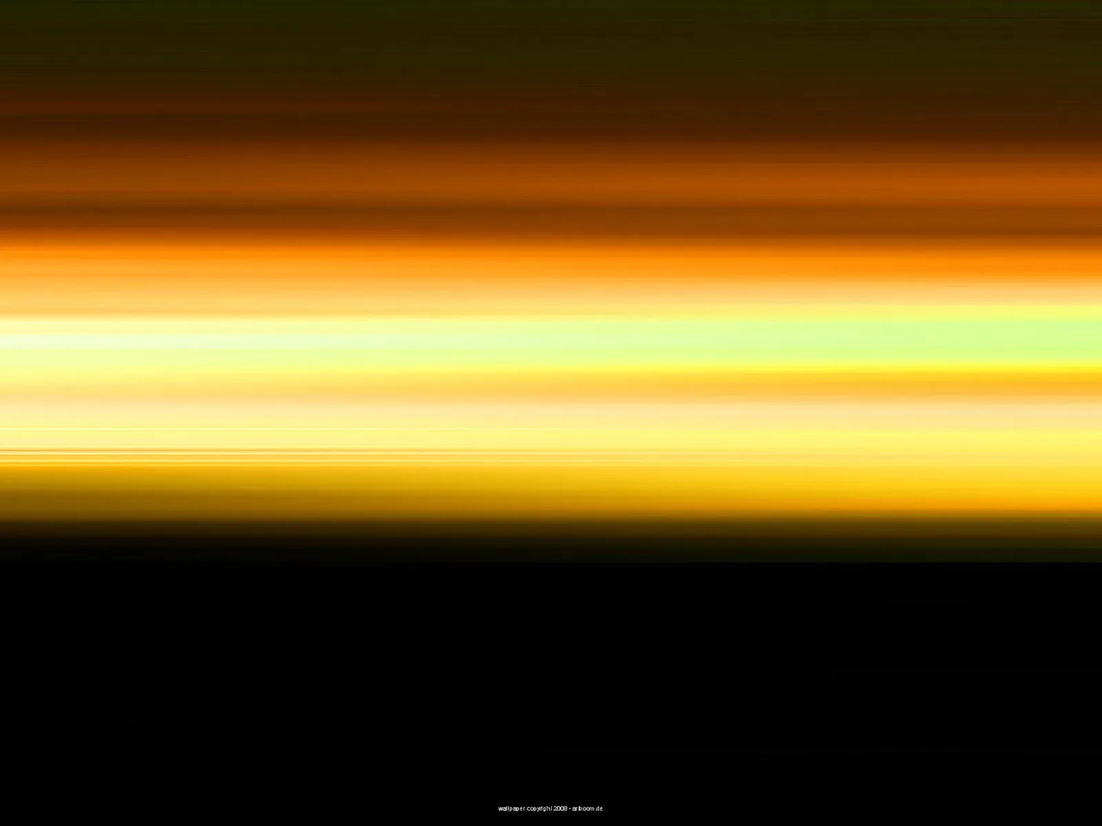 Abstrakte horizontale Streifen in Orange, Gelb und Hellgrün verlaufen über die obere Bildhälfte, darunter ein schwarzer Bereich mit einer winzigen Copyright-Zeile.