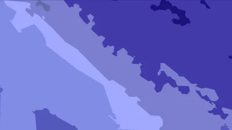 Abstrakte Komposition aus blauen Flächen in verschiedenen Tönen, ein helles Band verläuft diagonal von links oben nach rechts unten.